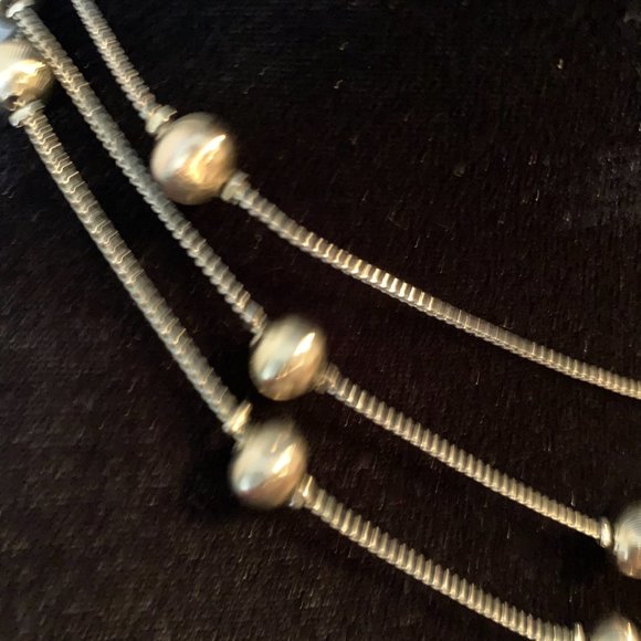 Vintage Long Silver Beaded Necklace - Picture 6 of 8